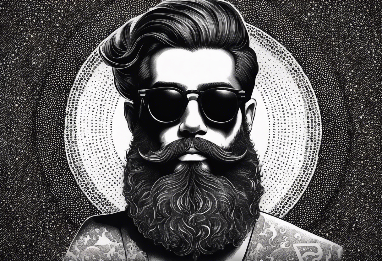 capricorn with beard and sunglasses tattoo idea