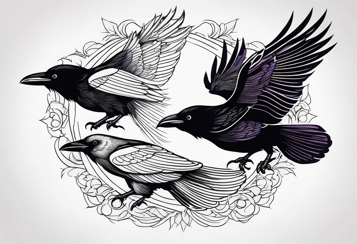 ravens in flight tattoo idea