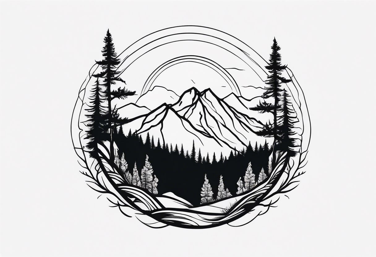 mountains trees roots tattoo idea