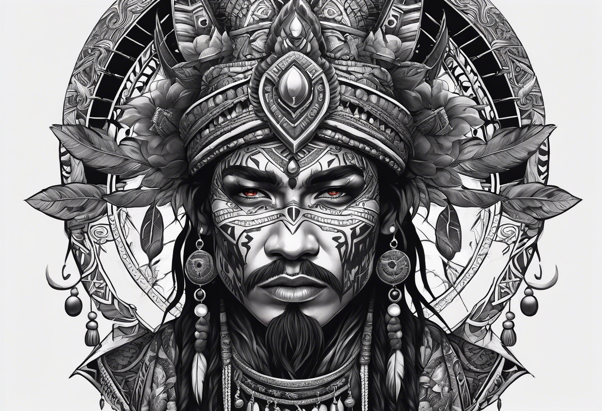 dark fantasy style shaman, witch doctor, finely detailed, full body tattoo idea