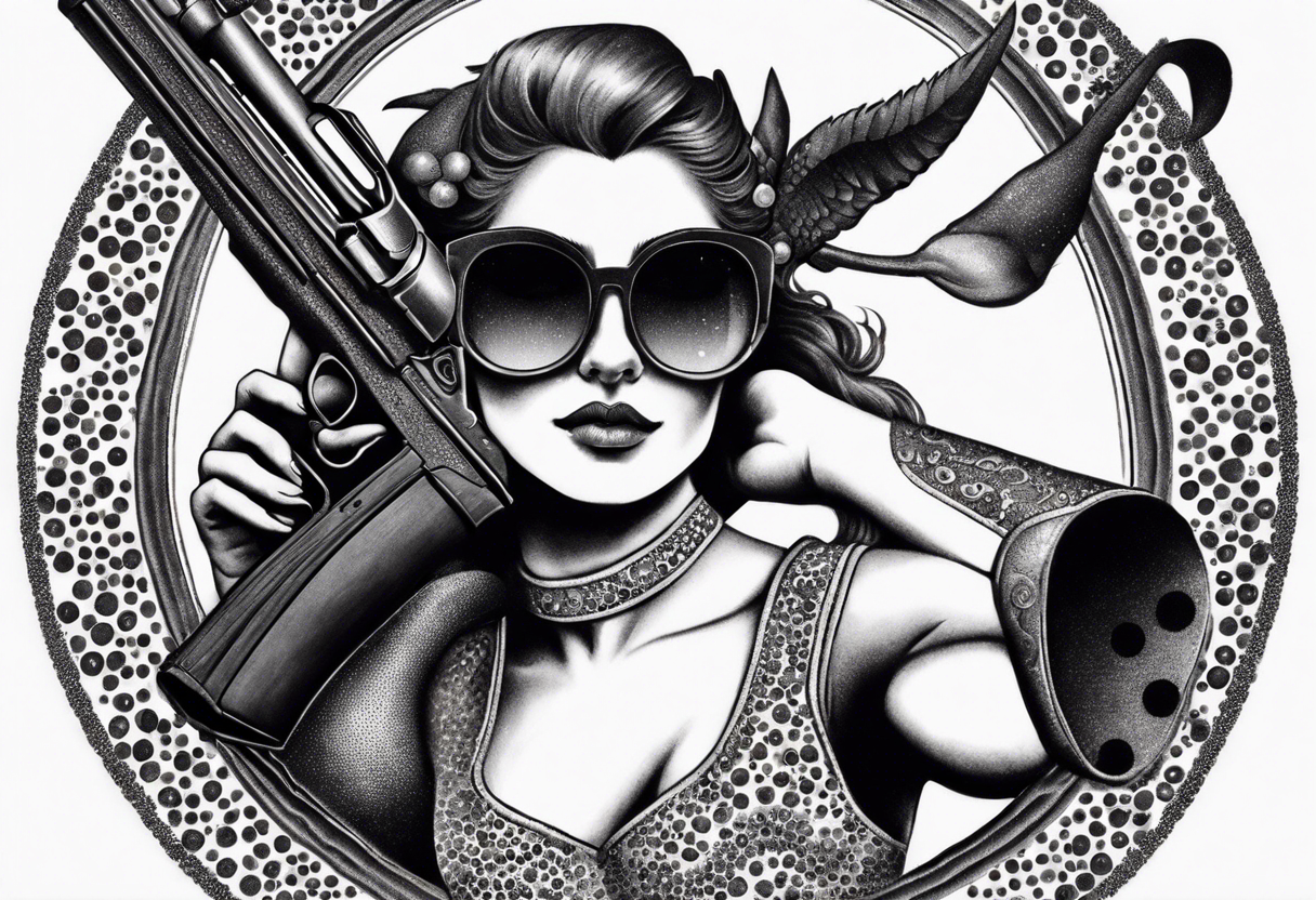 capricorn with sunglasses and shotgun tattoo idea