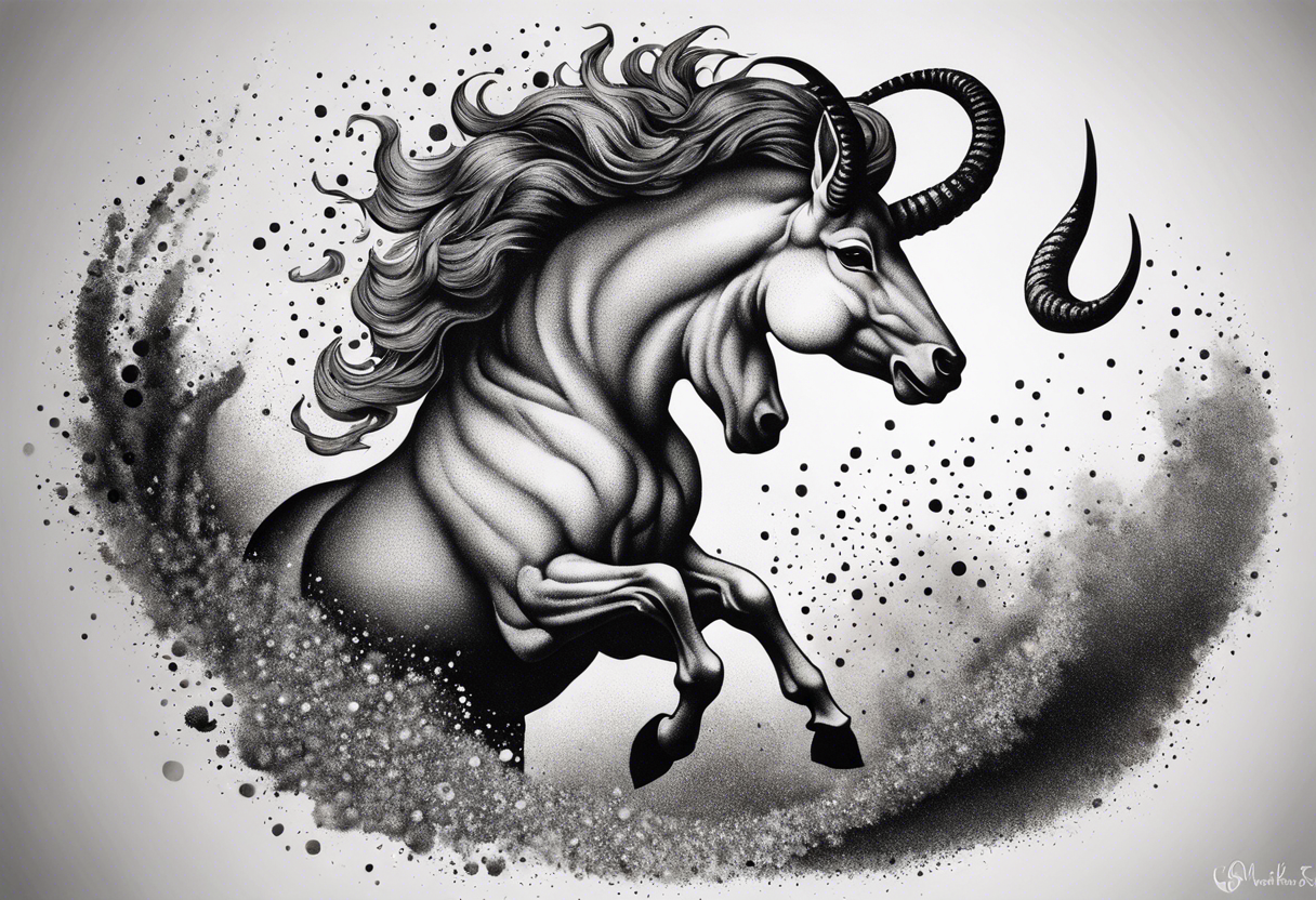 exploding capricorn tattoo idea