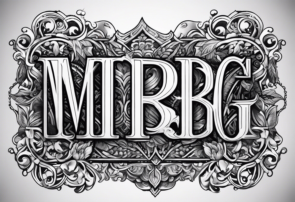 letters: "MRBG" underlined, equally separated
simple, clear, plain, unadorned, white background tattoo idea