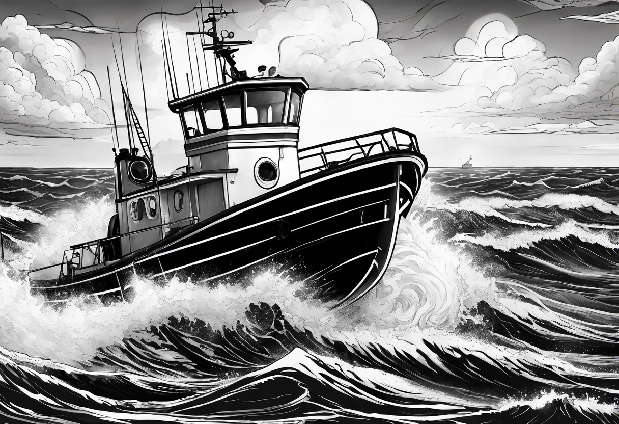 inshore lifeboat rescue raging sea tattoo idea