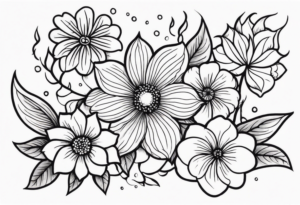 Flowers that burn and have black 
flames on them tattoo idea