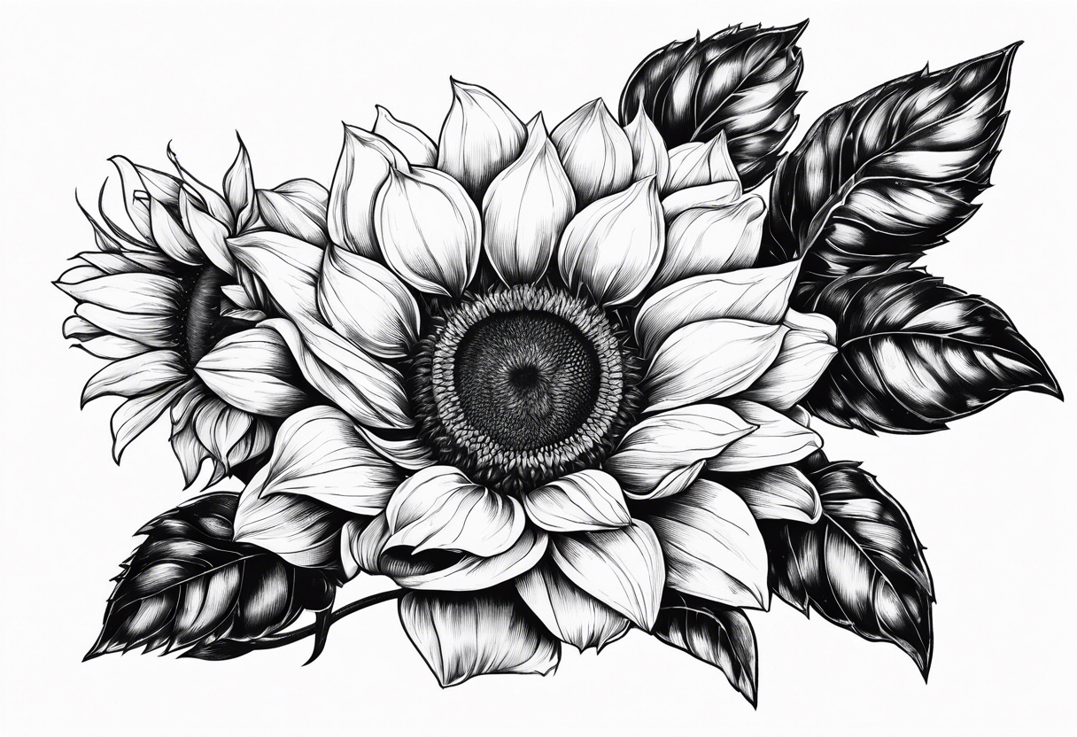 Sunflower, book, flower rose  bleu tattoo idea