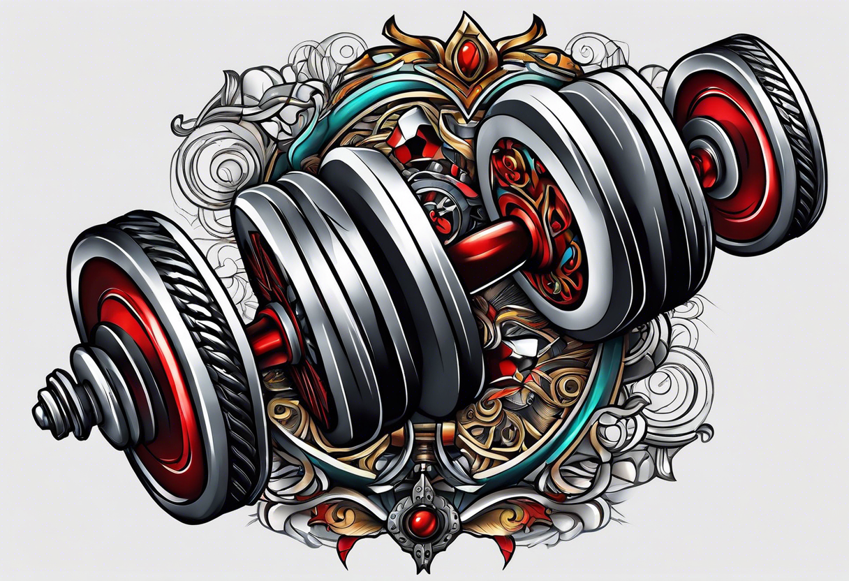 Dumbbell and strength mindset tattoo idea