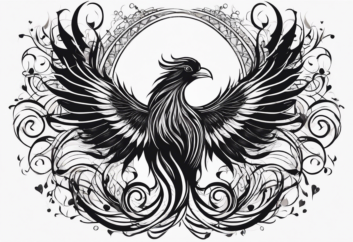 Rebirth symbol and knot and a phoenix. Simple but abstract tattoo idea