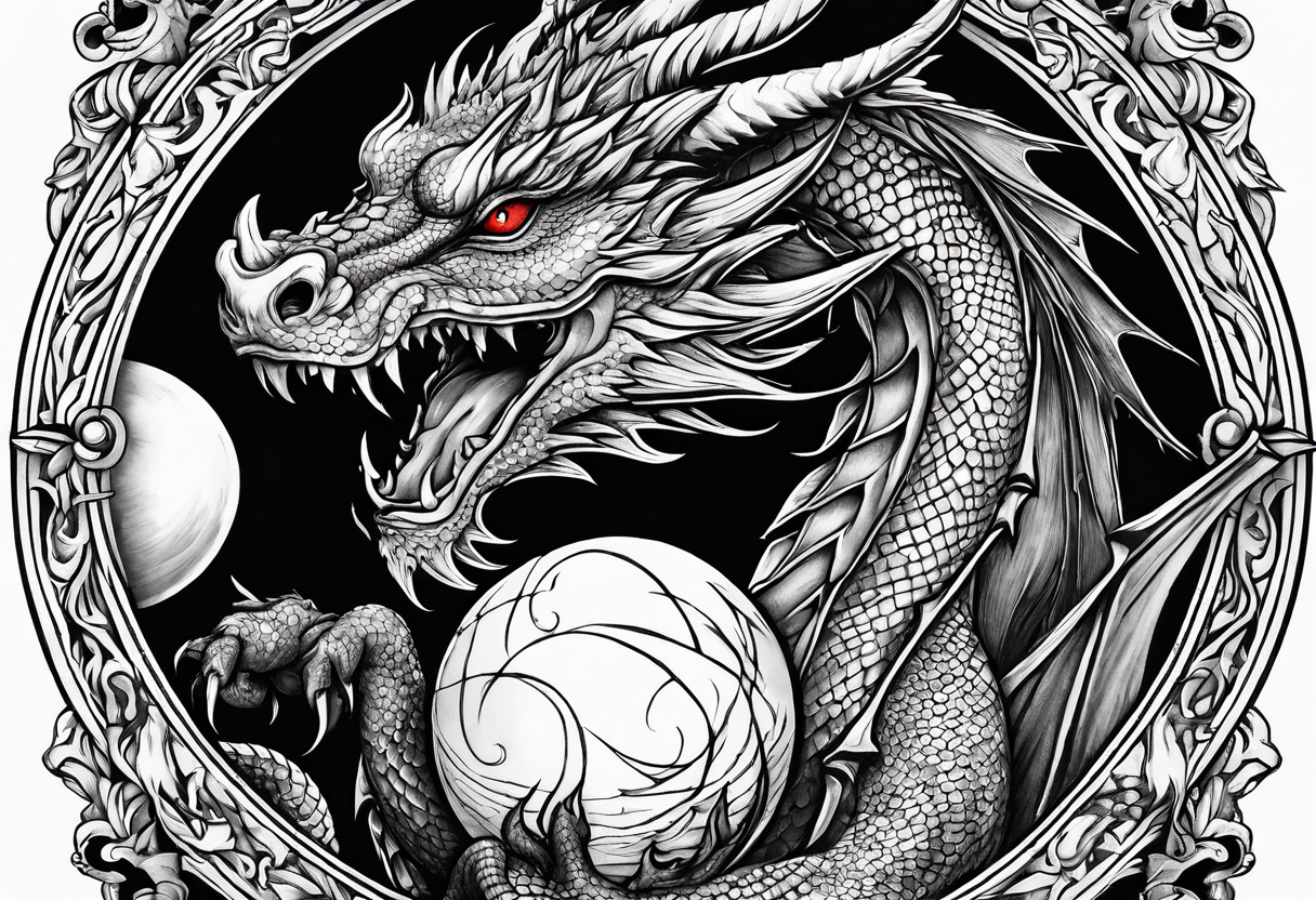 dragon holding orb tattoo idea