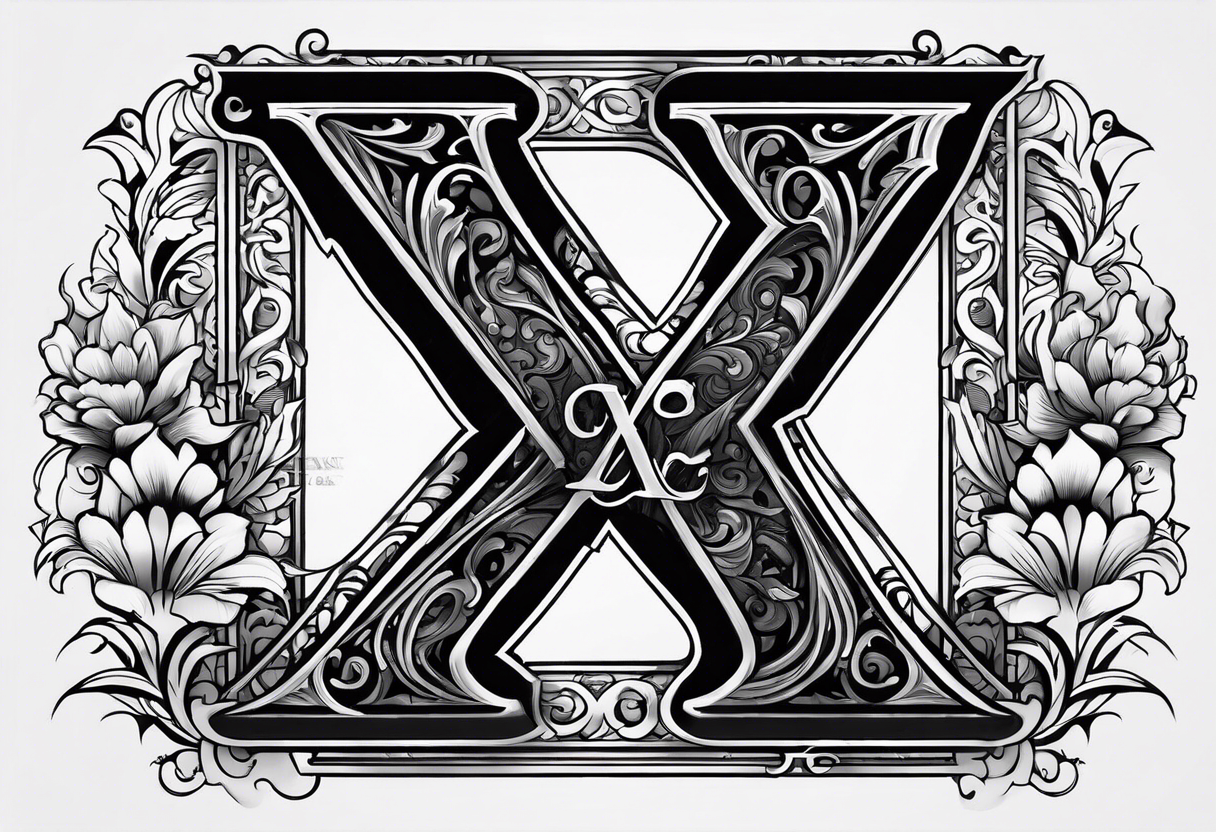 I need to design a tattoo that highlights and incorporates the letters X and I. The font should lean towards a dark or gothic style. tattoo idea