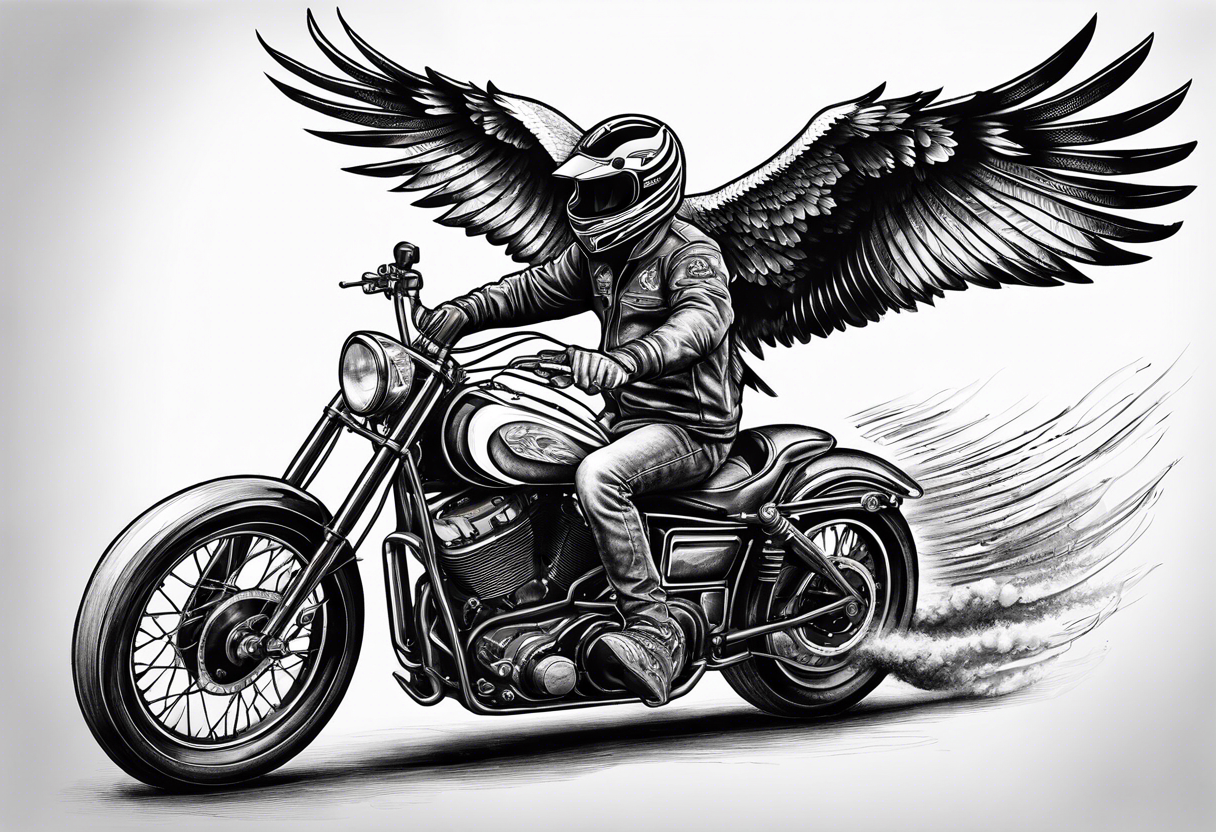 motorcycle speedway rider with an eagle flying over tattoo idea