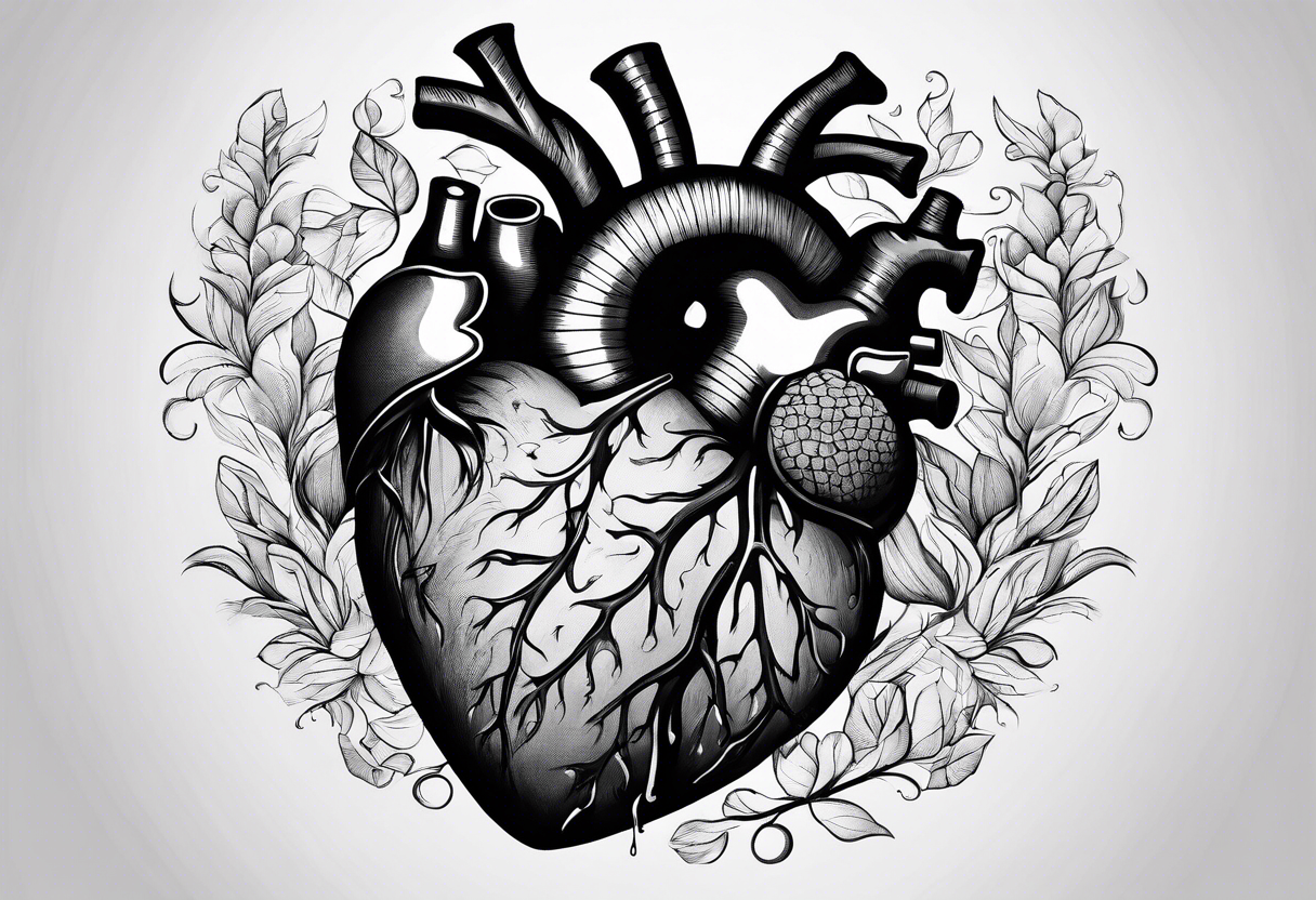 Anatomical heart from old textbook tattoo idea