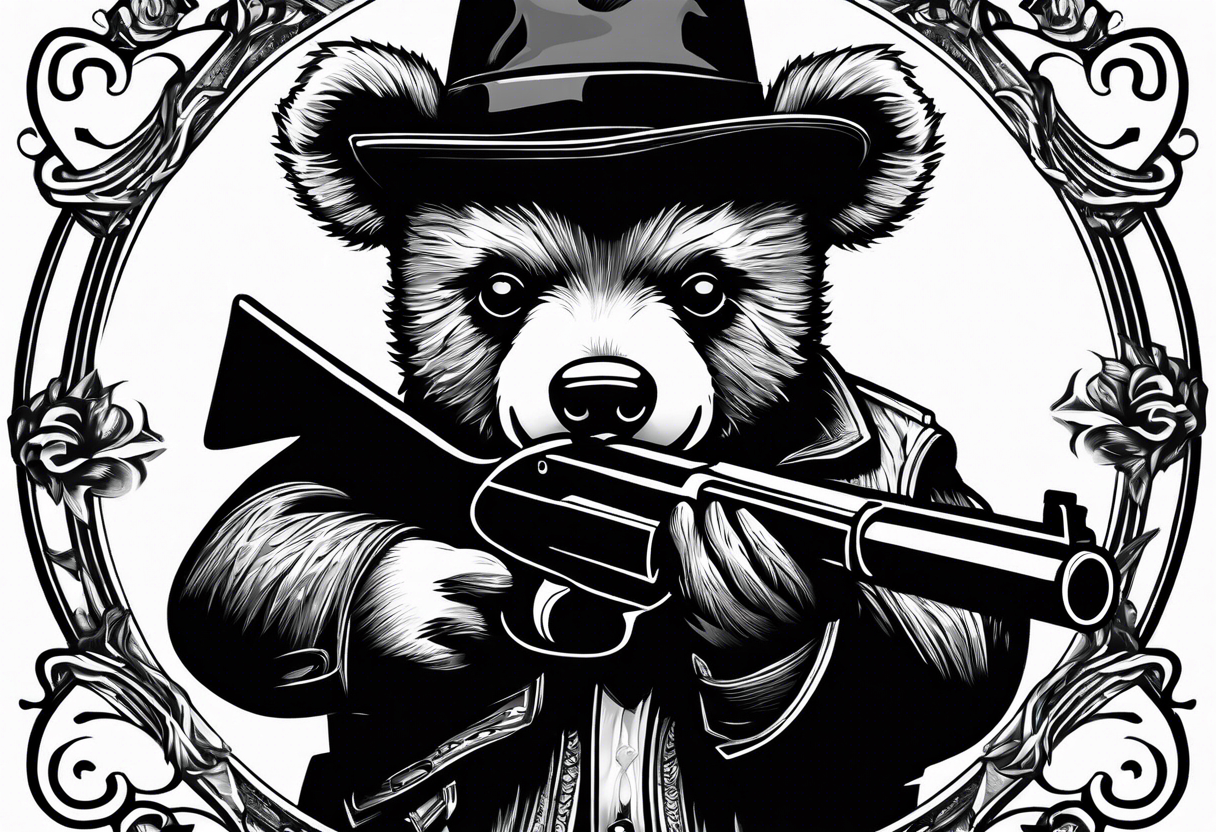 Gangster teddy bear holding a gun tattoo idea