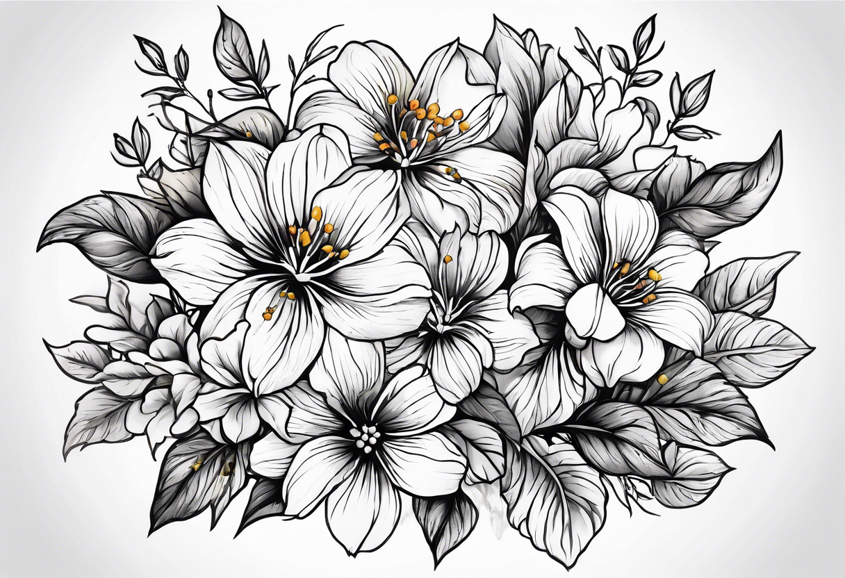 January, February, April, June, July, September birth flower tattoo idea