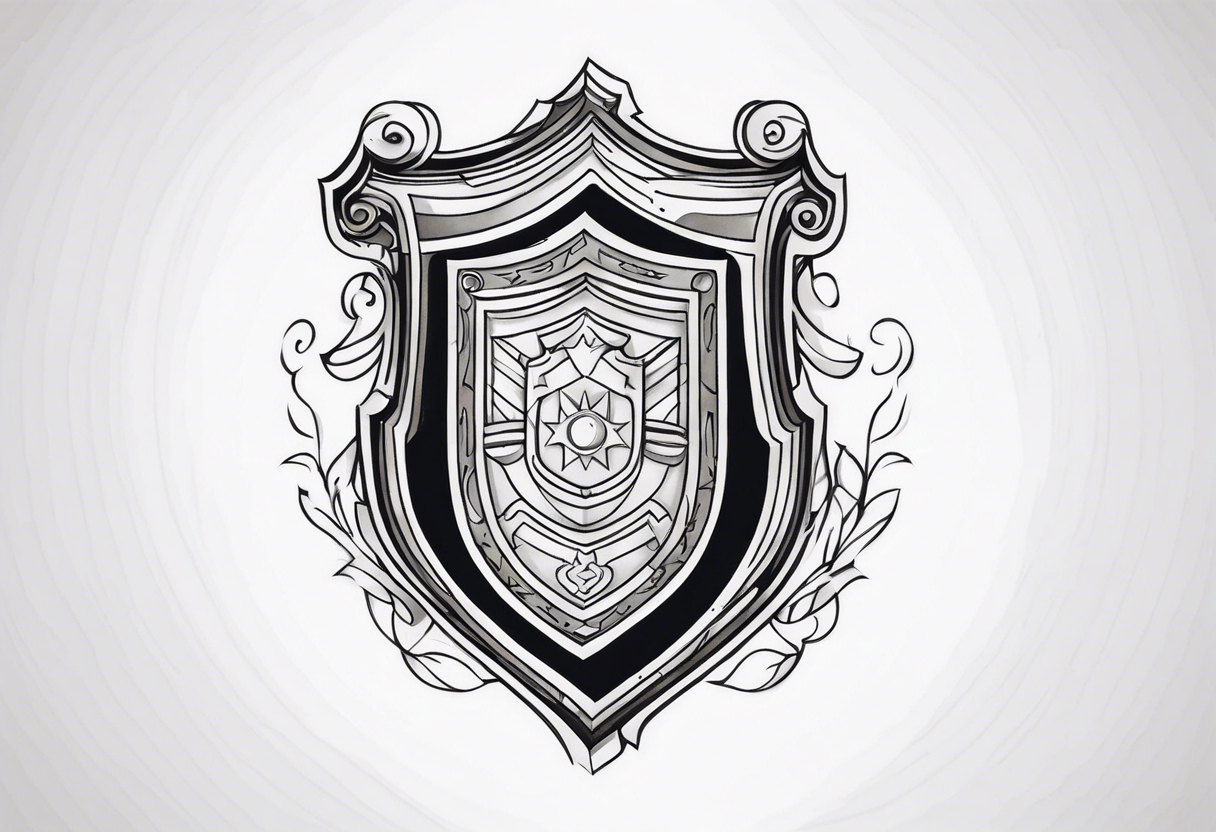 shadows inside a shield shape tattoo idea