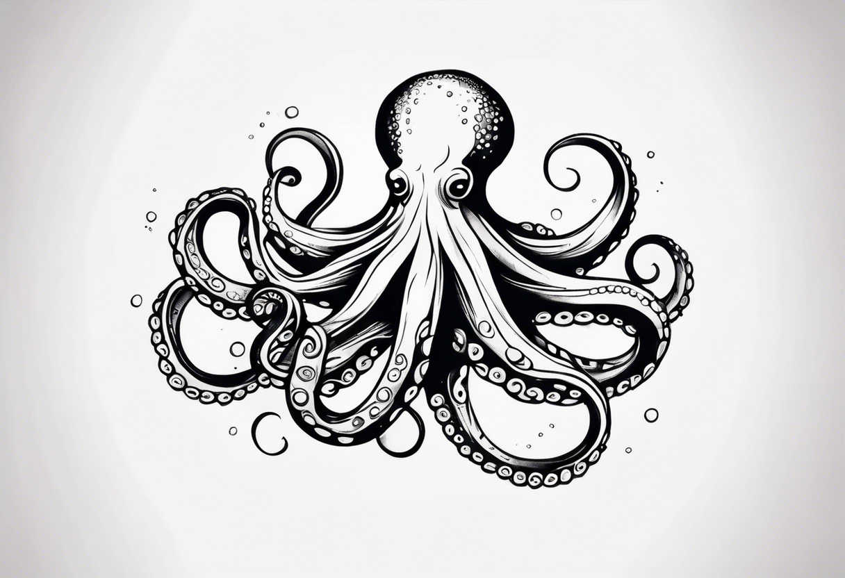 Octopus in sea view upper arm full sleeve tattoo idea