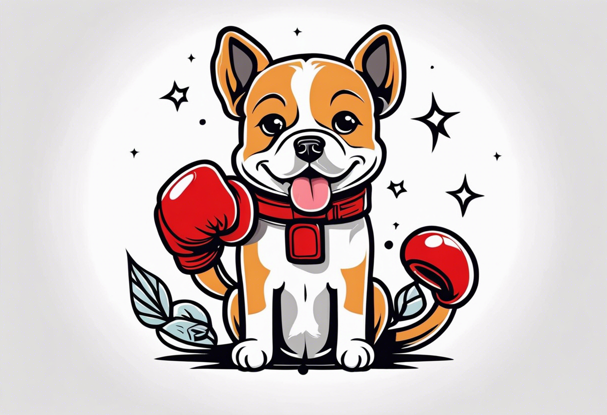 Cute Dog with boxing gloves, boxing coach tattoo idea