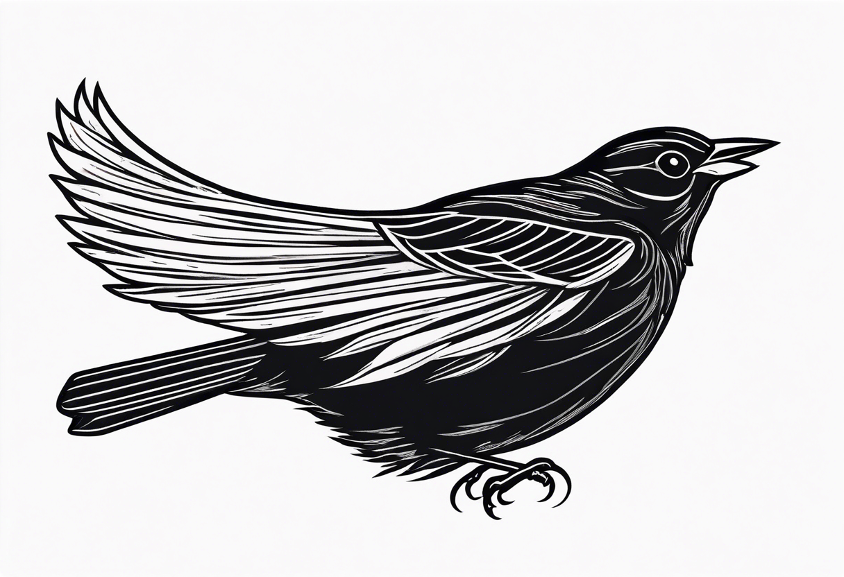 redwing blackbird flying for back tattoo idea