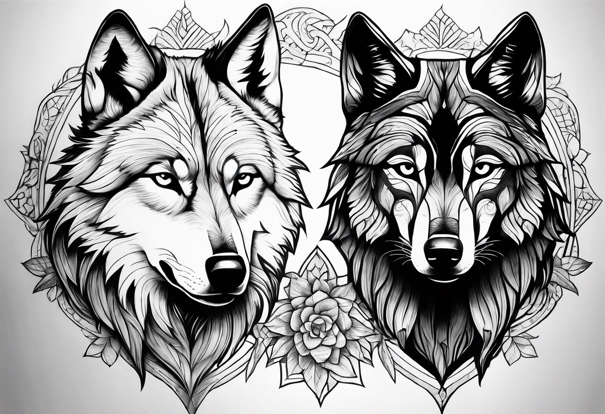 Tale of two wolves tattoo idea