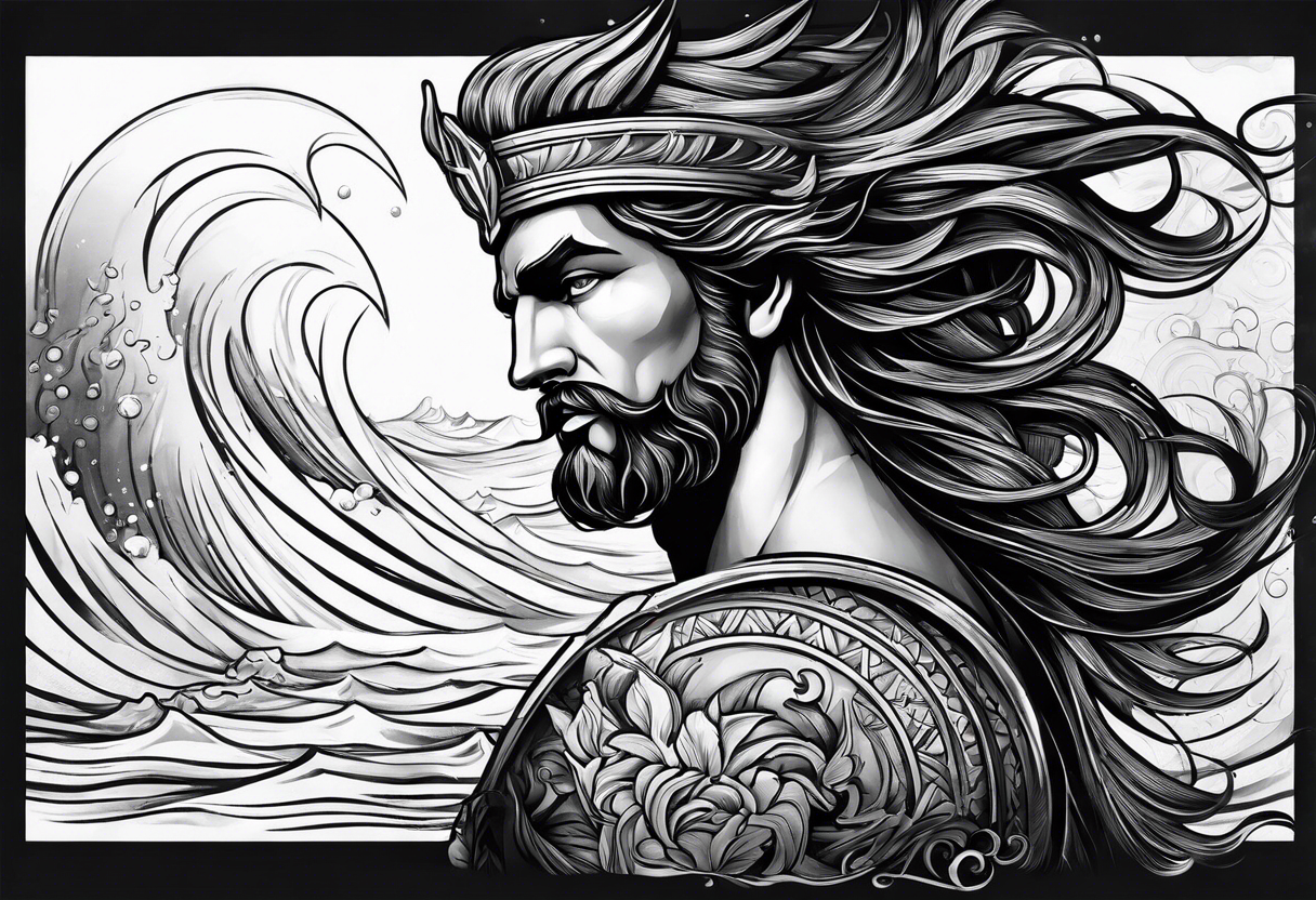 Poseidon side profile tattoo idea