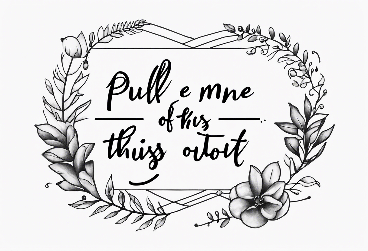 A horizontal fine line quote tattoo that says “pull me out of this” tattoo idea