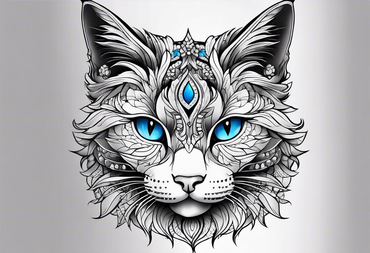 blue cat tattoo idea