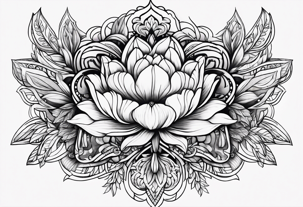 tulip and lilac mandala tattoo idea