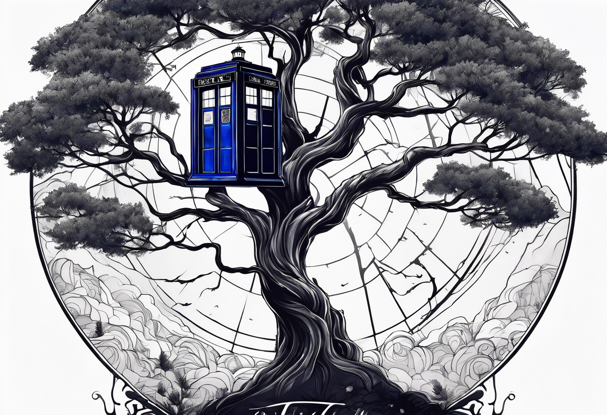 Tree with Jedi symbol and a tardis tattoo idea