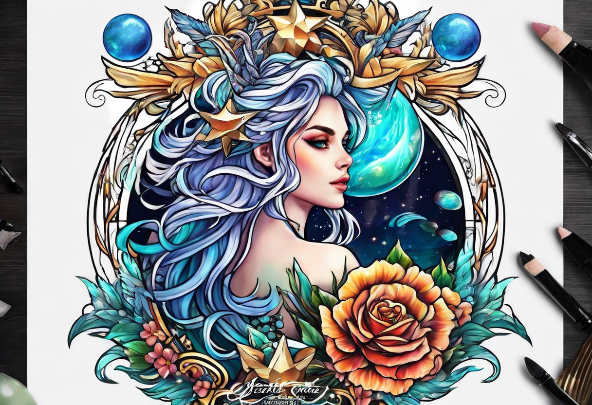 Lesbian Neptune planet tattoo idea