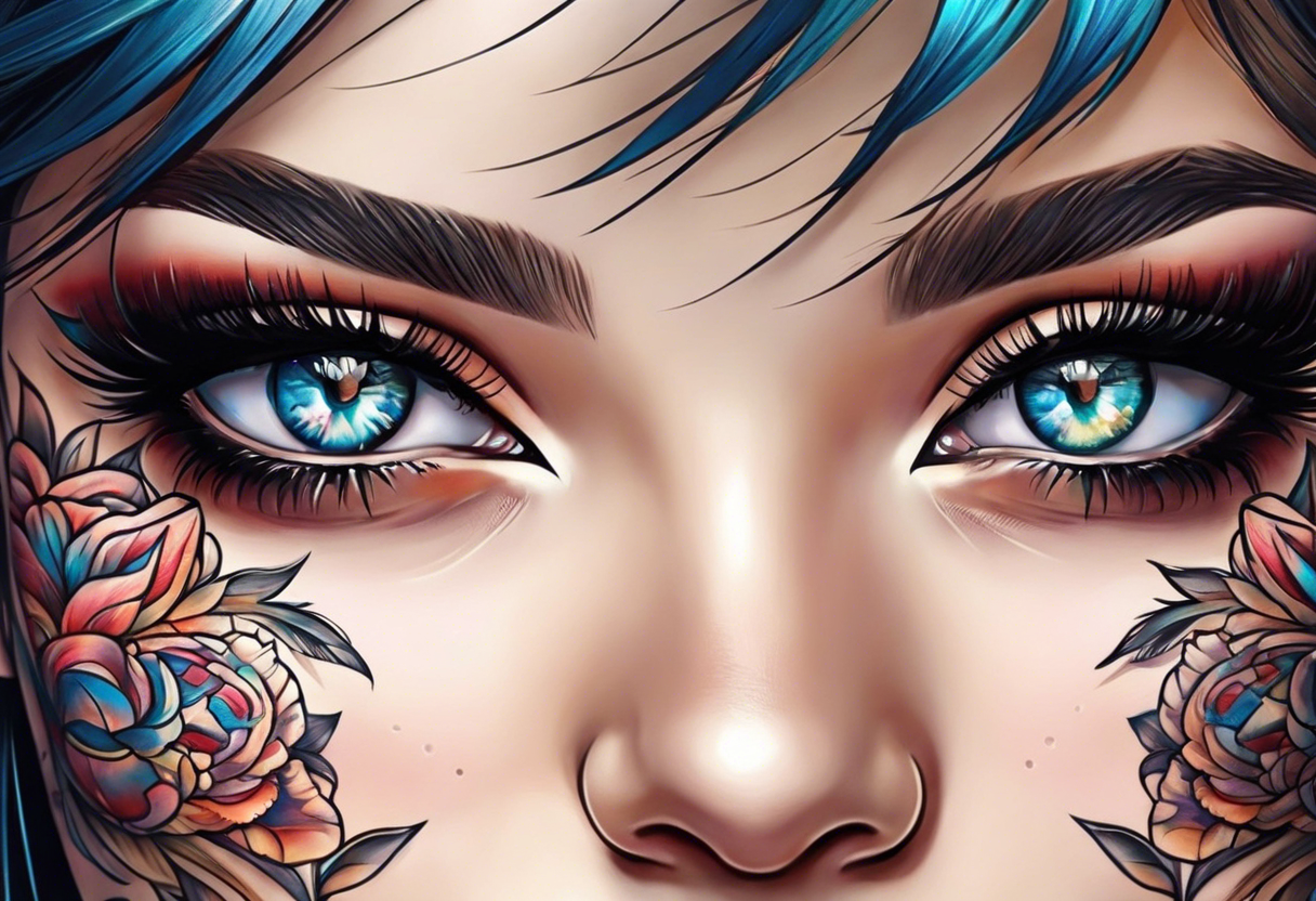 Girl with horny eyes tattoo idea