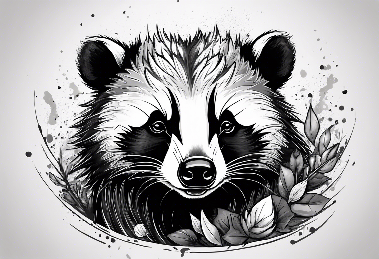 aggressive and killer badger/wolverine with cute face and some quotes tattoo idea