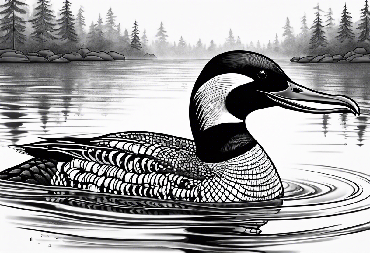 native loon swimming tattoo idea