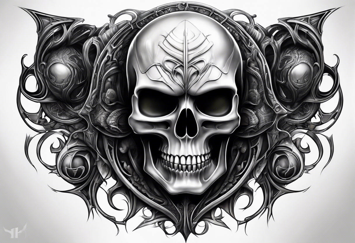 H.R Giger Skull knee tattoo idea