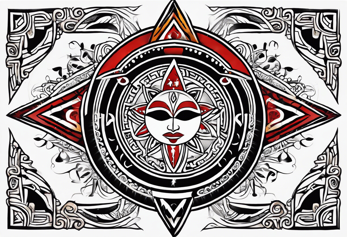 Taino tribal sun with the colors of the Puerto Rico, U.S. Virgin Islands, and Trinidad flags. tattoo idea