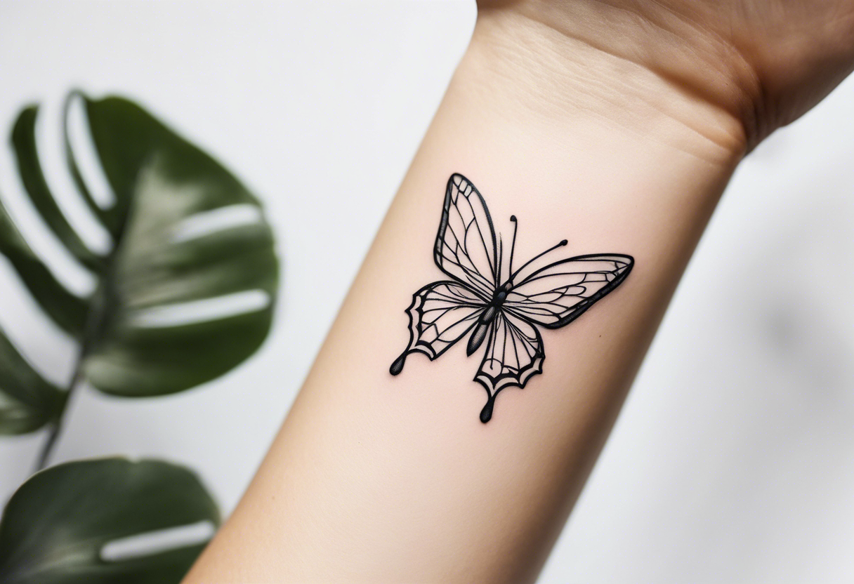 very small minimalist tattoo for female arm outdoors theme, only delicate lines and small tattoo idea