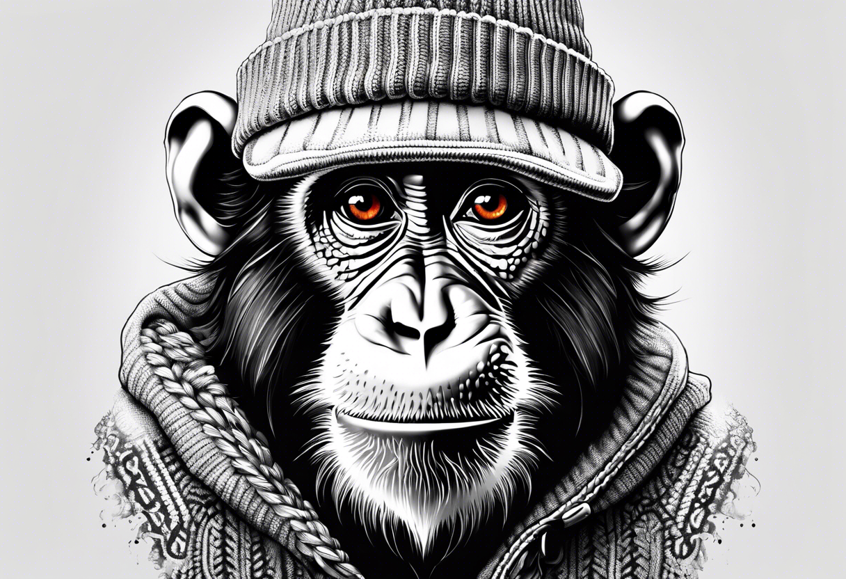 Monkey with a sweater and hat tattoo idea