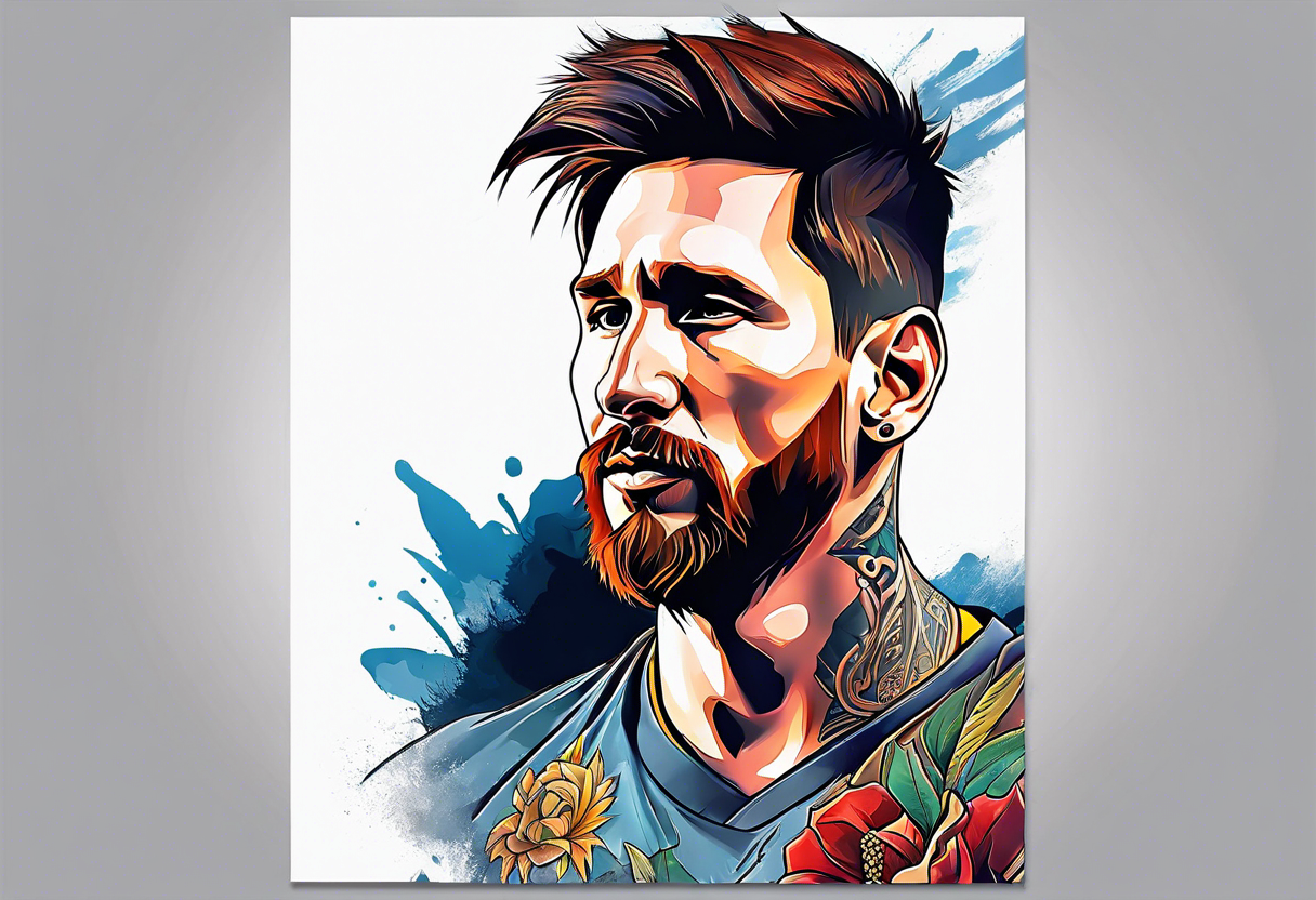 Tattoo a friend of mine got of Messi lifting the world cup. Please look at  the hands and the lines inside the shirt : r/shittytattoos