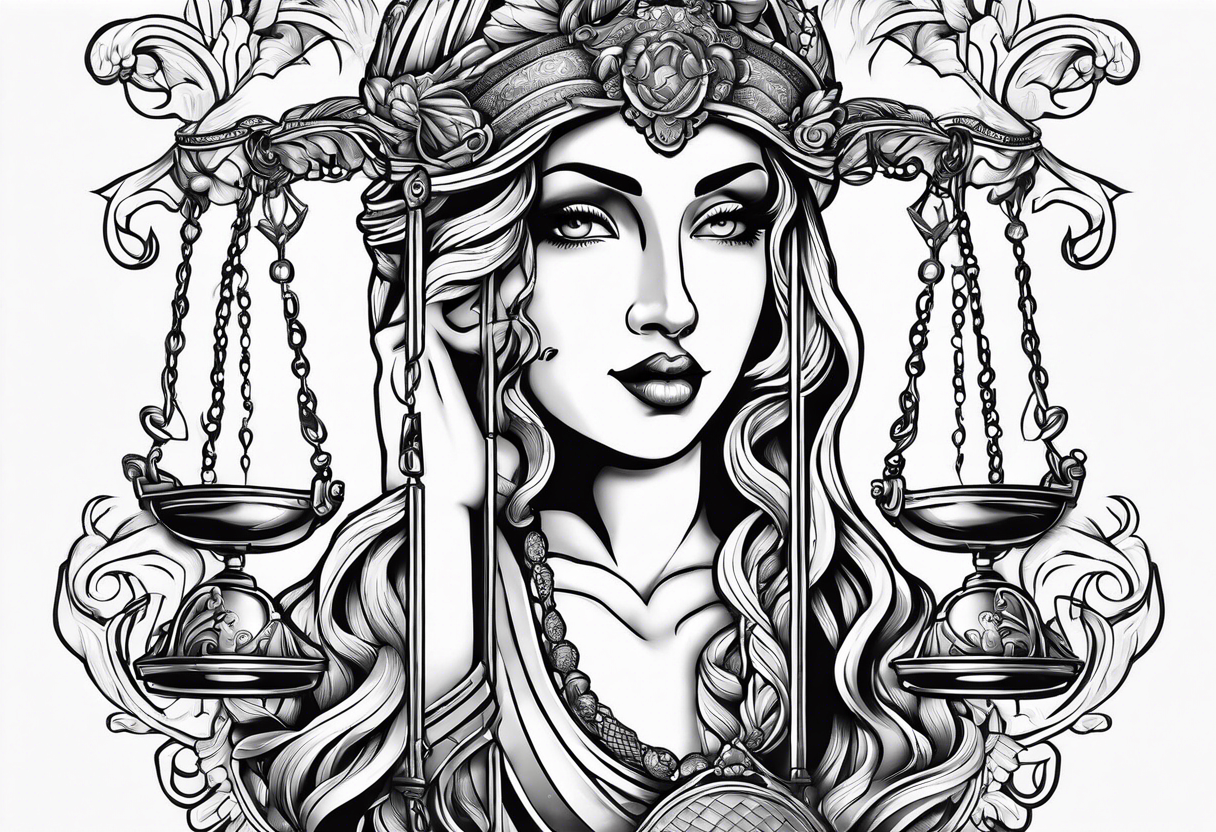 Themis with scales in hands tattoo idea