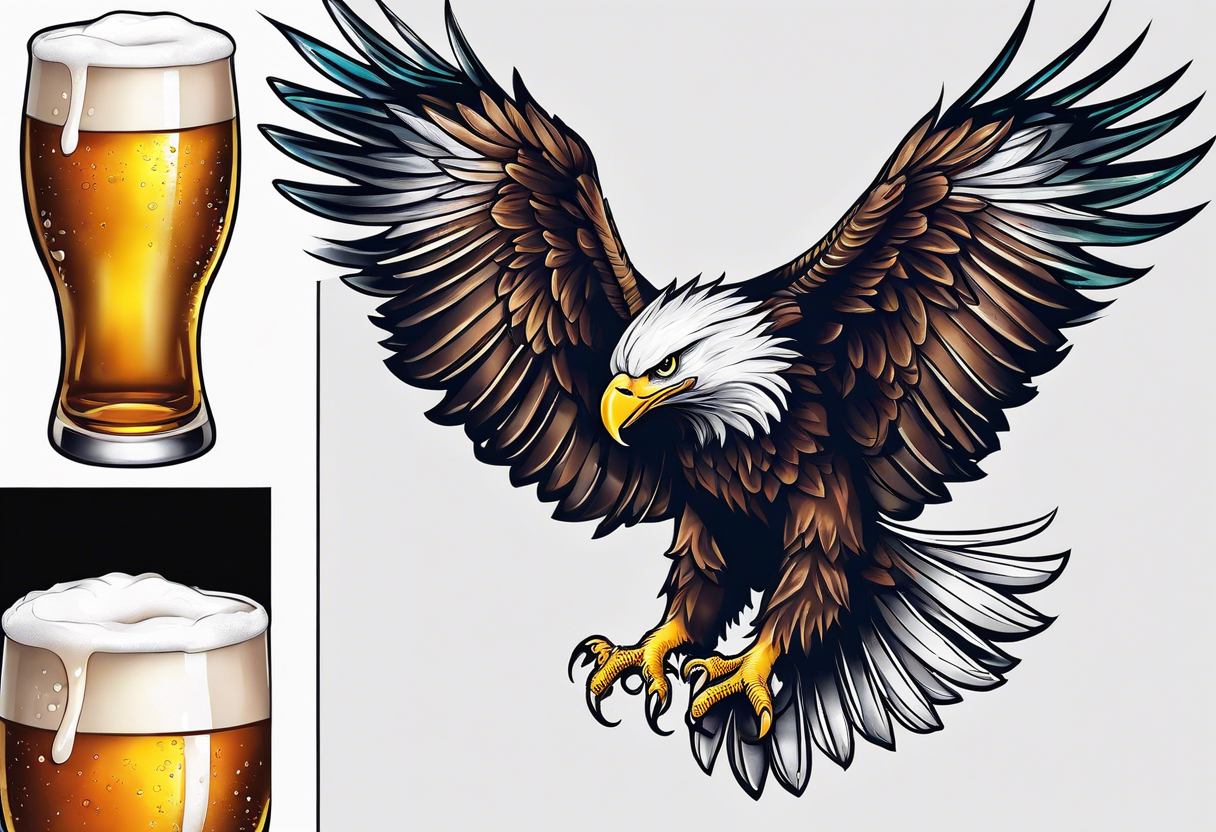 eagle drinking beer tattoo idea