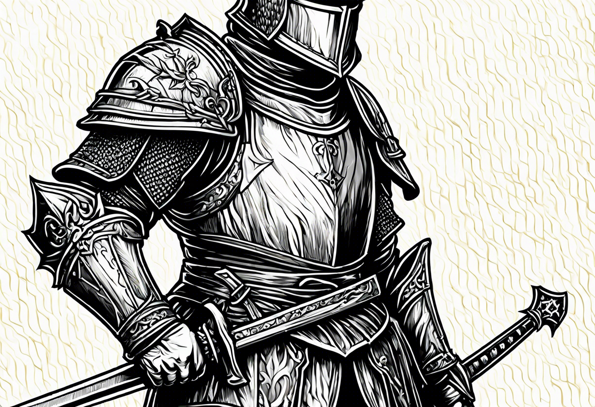 Medieval knight holding a sword tattoo idea