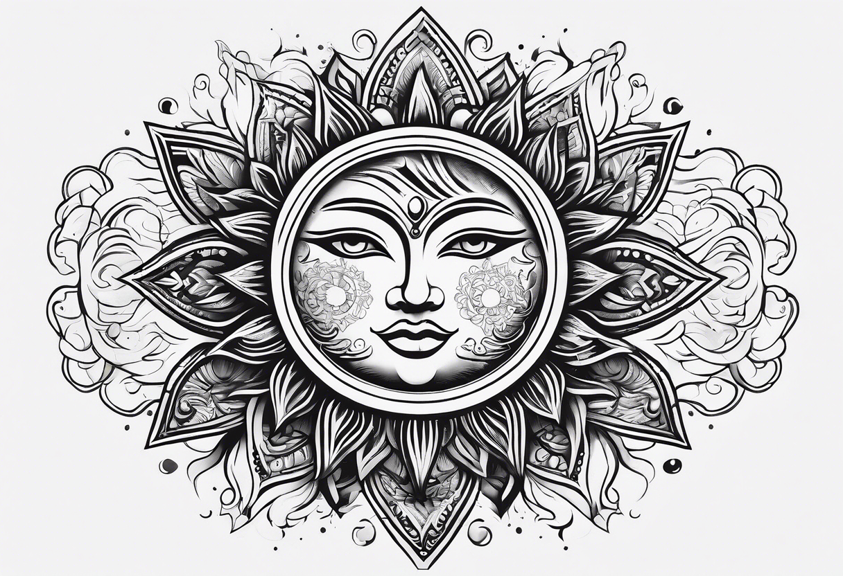 Negative space sun tattoo idea