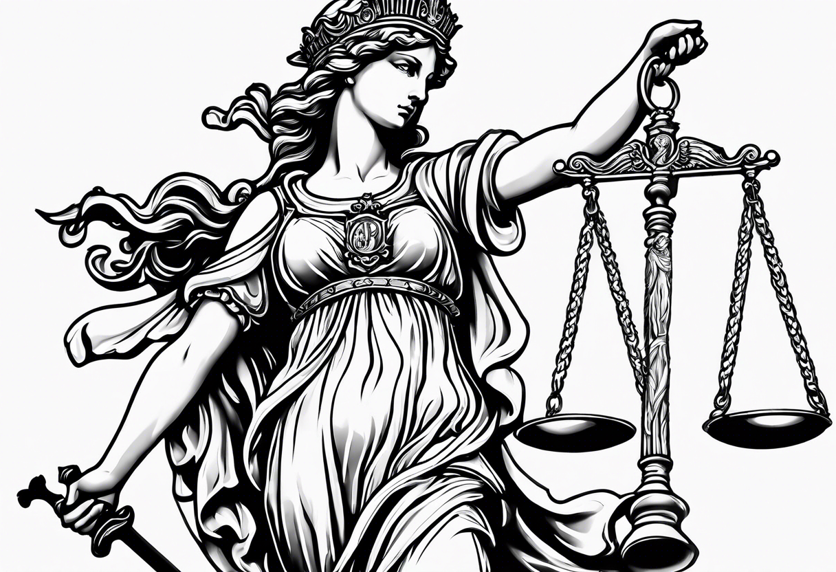 renaissance feel lady justice tattoo idea