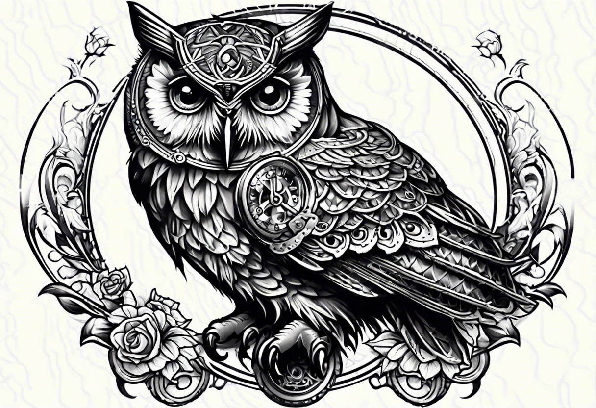 clockwork owl tattoo idea