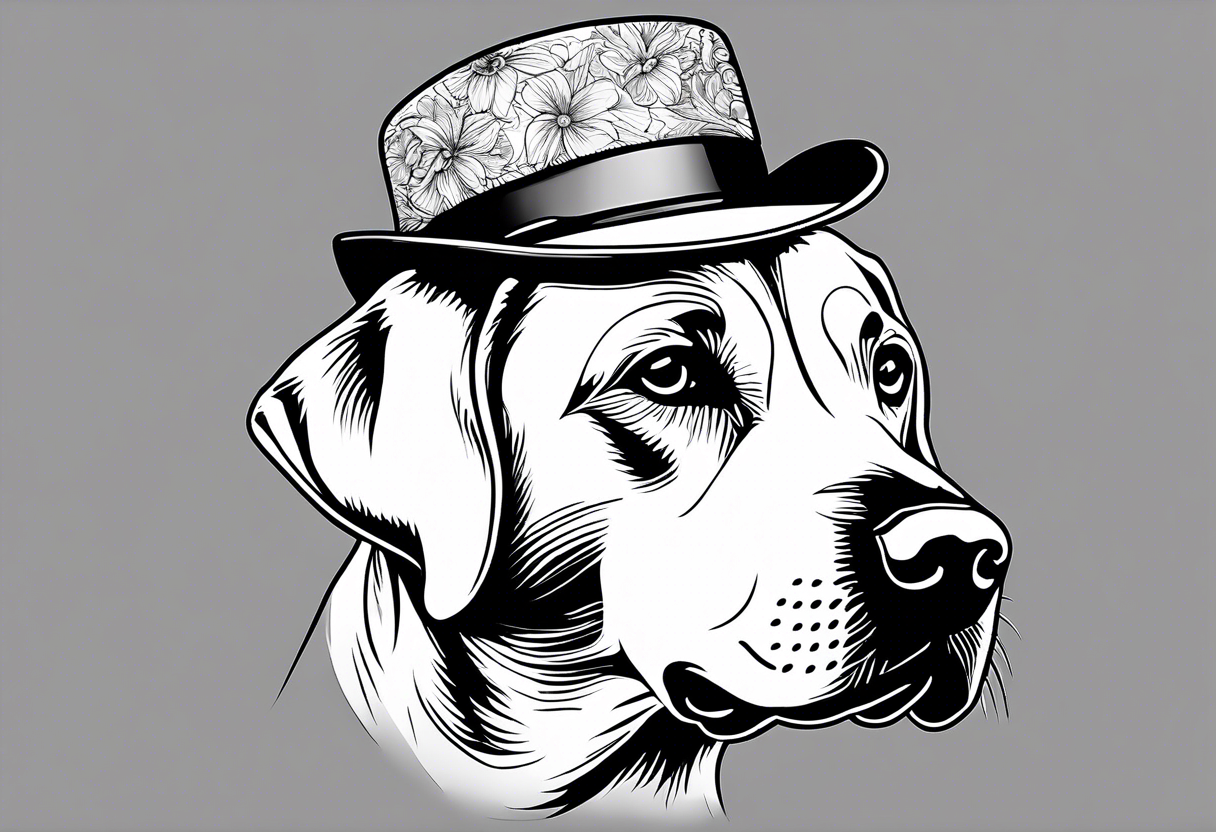 Labrador wearing a hat tattoo idea