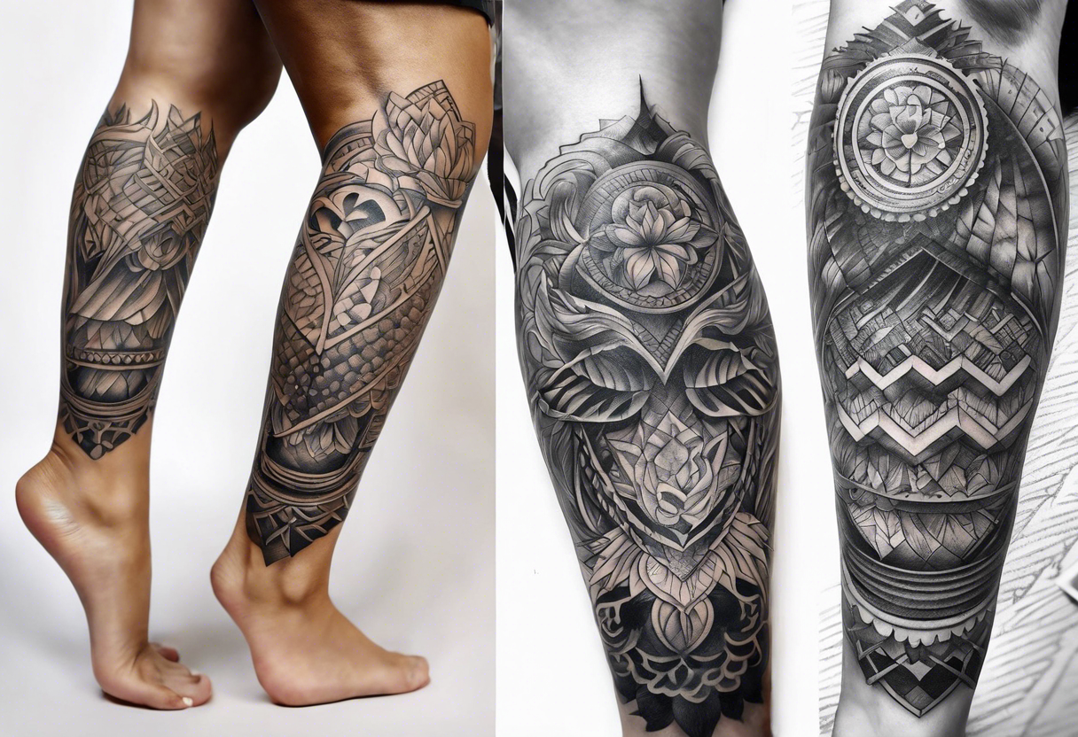 Cool leg sleeve tattoo idea