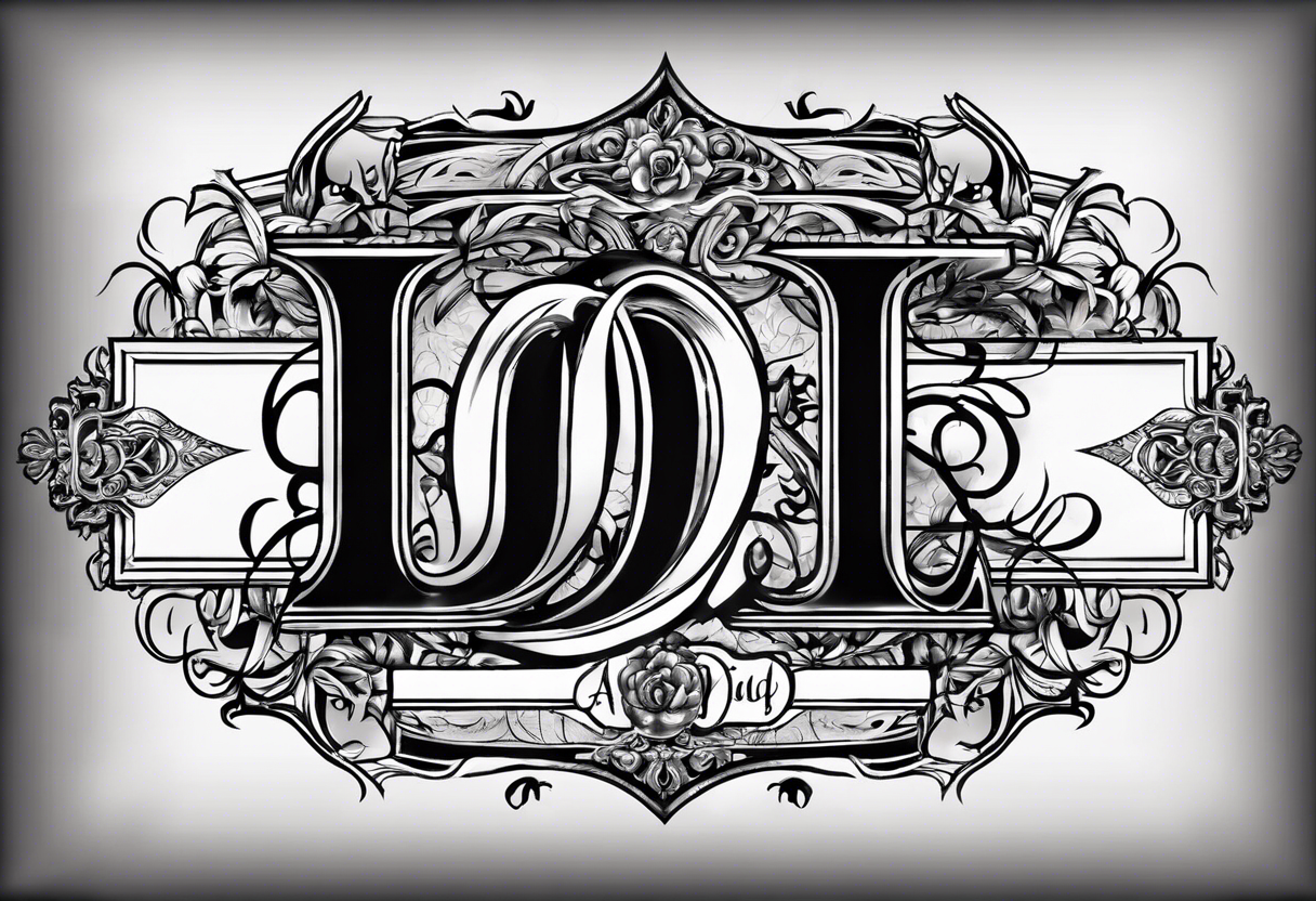 I want to design a tattoo that has the letters A, J, D, E mixed together like a design in harmony with old chaligraphy. I don't want additional images but just the letters tattoo idea