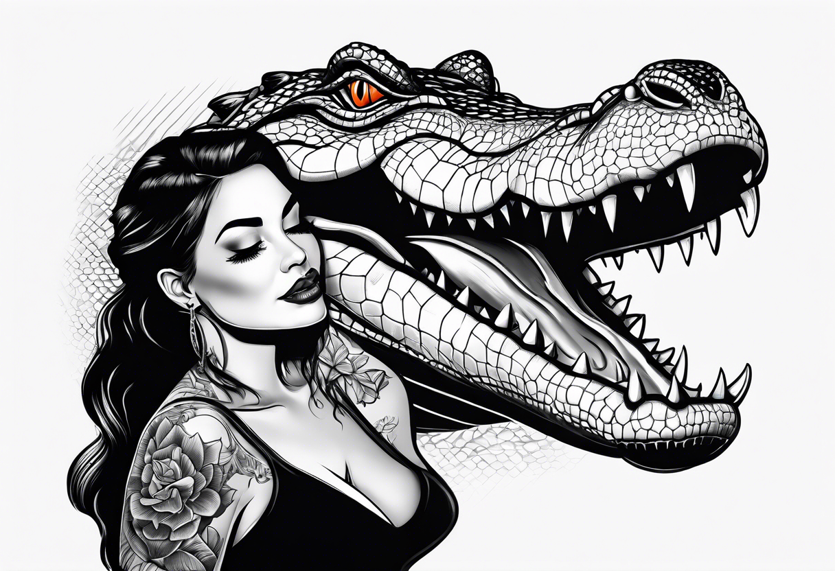 Alligator eating a woman tattoo idea