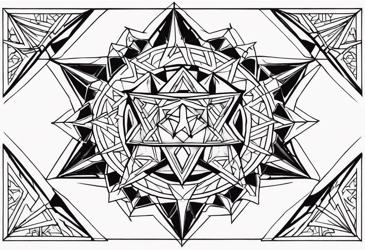 Expanding 3D pentagrams, geometric, tattoo idea