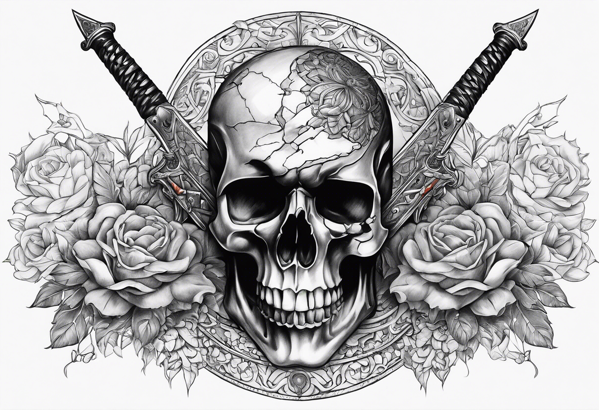 Sword through a broken skull tattoo idea