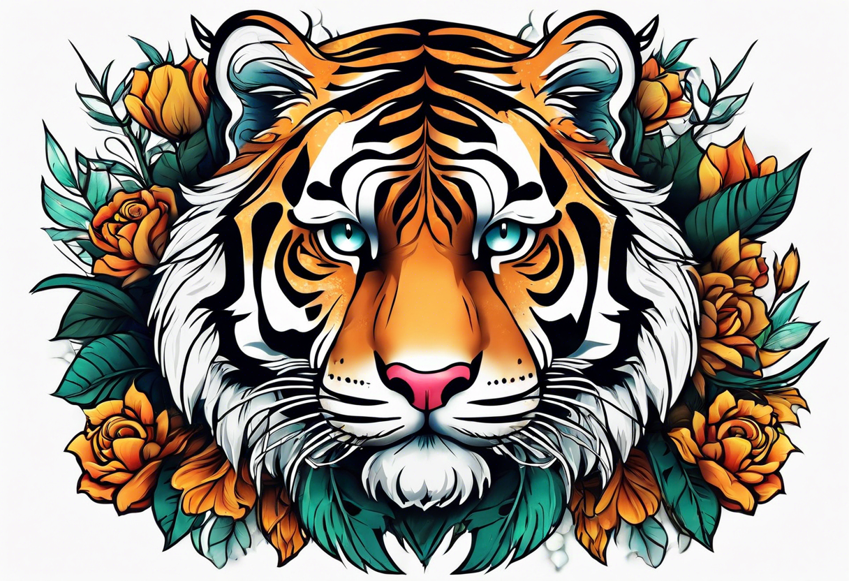 tiger in  the bushes tattoo idea